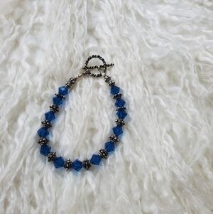 Vintage sterling silver blue rainbow stack bracelet